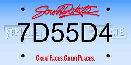 7D55D4 South Dakota License Plate