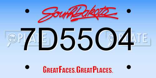 7D55O4 South Dakota License Plate