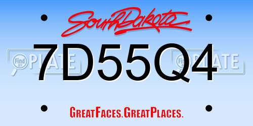7D55Q4 South Dakota License Plate