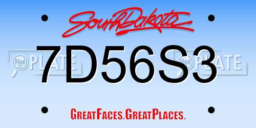 7D56S3 South Dakota License Plate