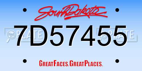 7D57455 South Dakota License Plate