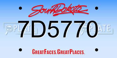 7D5770 South Dakota License Plate
