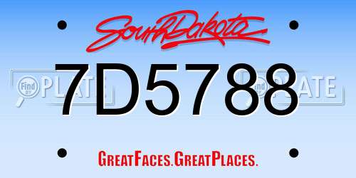 7D5788 South Dakota License Plate