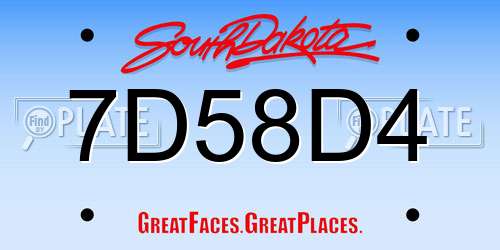 7D58D4 South Dakota License Plate
