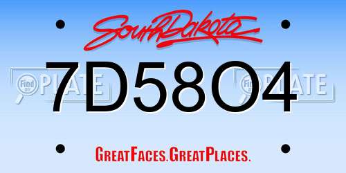 7D58O4 South Dakota License Plate