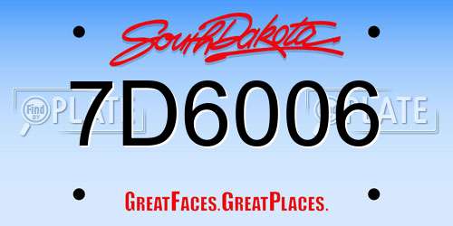 7D6006 South Dakota License Plate