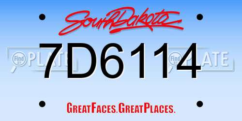 7D6114 South Dakota License Plate
