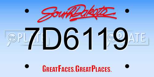 7D6119 South Dakota License Plate