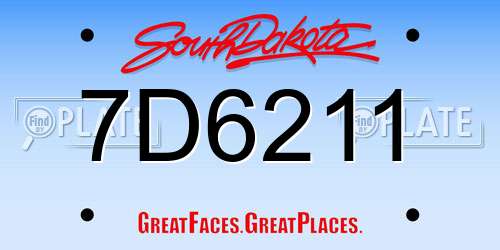 7D6211 South Dakota License Plate