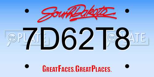 7D62T8 South Dakota License Plate