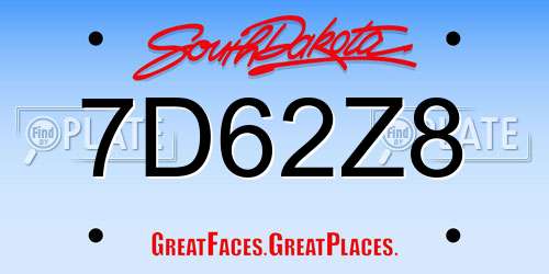7D62Z8 South Dakota License Plate