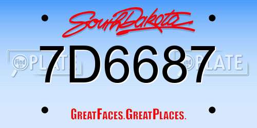 7D6687 South Dakota License Plate