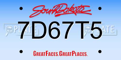 7D67T5 South Dakota License Plate