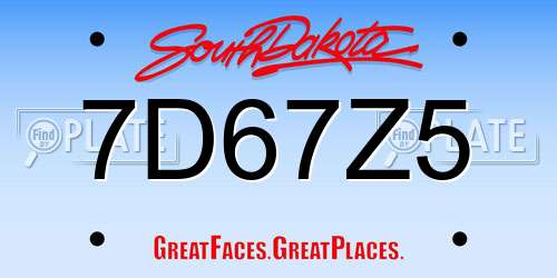7D67Z5 South Dakota License Plate