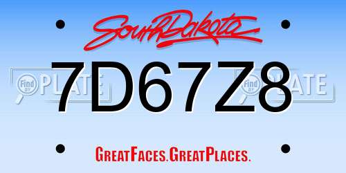 7D67Z8 South Dakota License Plate