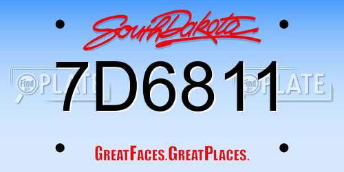 7D6811 South Dakota License Plate