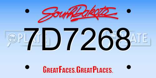 7D7268 South Dakota License Plate
