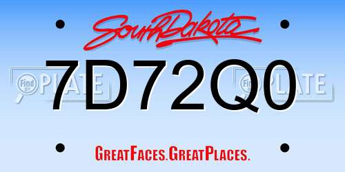 7D72Q0 South Dakota License Plate