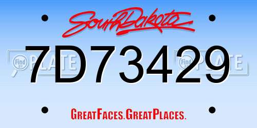 7D73429 South Dakota License Plate