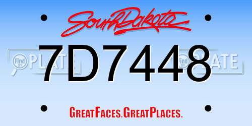 7D7448 South Dakota License Plate