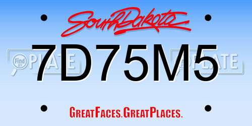 7D75M5 South Dakota License Plate