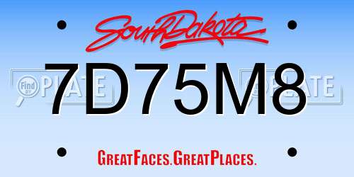 7D75M8 South Dakota License Plate