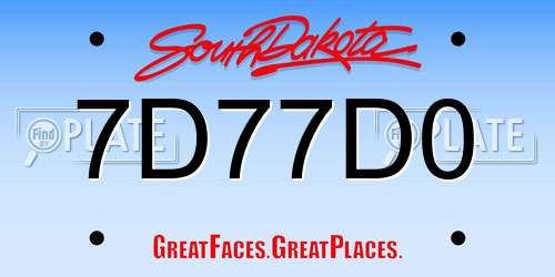 7D77D0 South Dakota License Plate