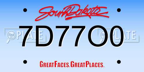 7D77O0 South Dakota License Plate