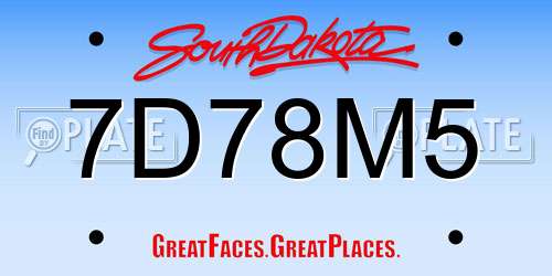 7D78M5 South Dakota License Plate