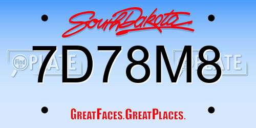 7D78M8 South Dakota License Plate