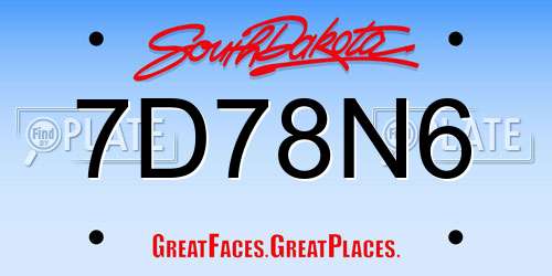 7D78N6 South Dakota License Plate