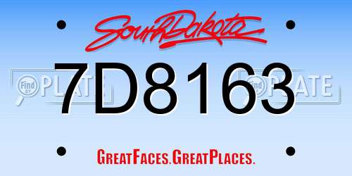 7D8163 South Dakota License Plate