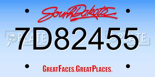 7D82455 South Dakota License Plate