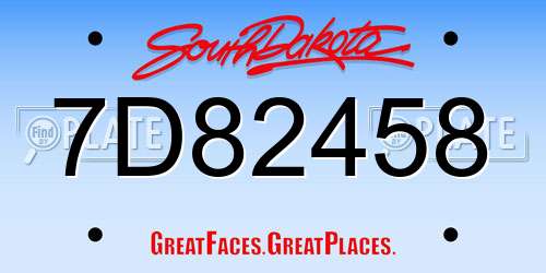 7D82458 South Dakota License Plate