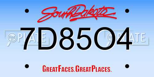 7D85O4 South Dakota License Plate