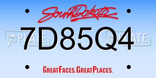 7D85Q4 South Dakota License Plate