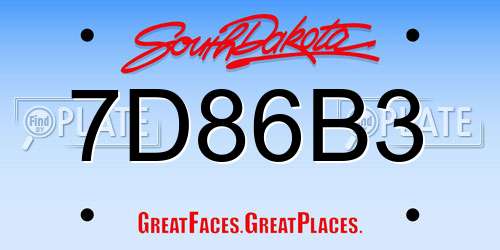 7D86B3 South Dakota License Plate