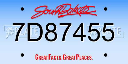 7D87455 South Dakota License Plate