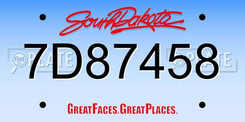 7D87458 South Dakota License Plate