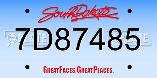 7D87485 South Dakota License Plate