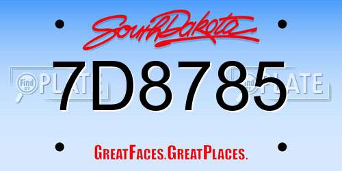 7D8785 South Dakota License Plate