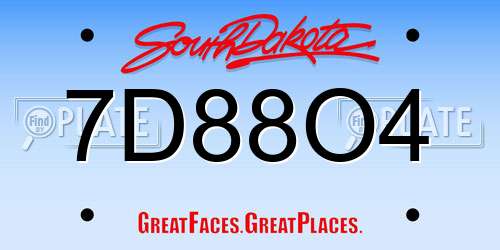 7D88O4 South Dakota License Plate