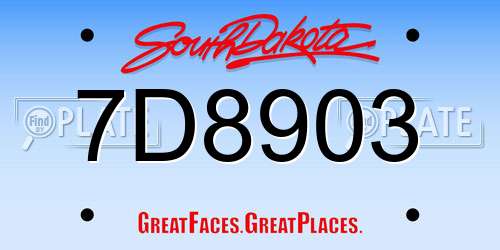 7D8903 South Dakota License Plate