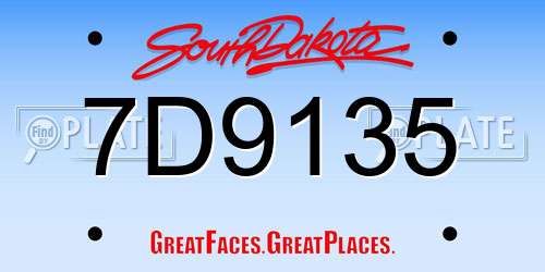 7D9135 South Dakota License Plate