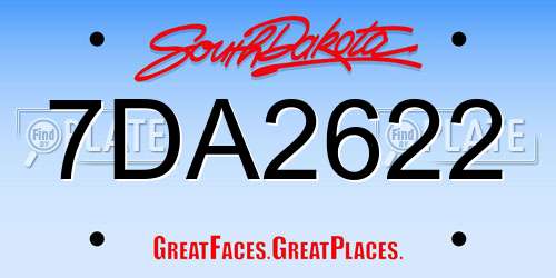 7DA2622 South Dakota License Plate