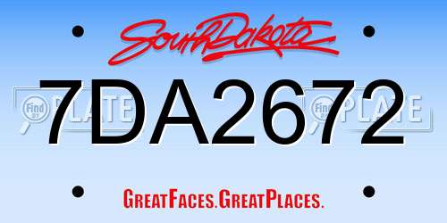 7DA2672 South Dakota License Plate