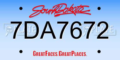 7DA7672 South Dakota License Plate