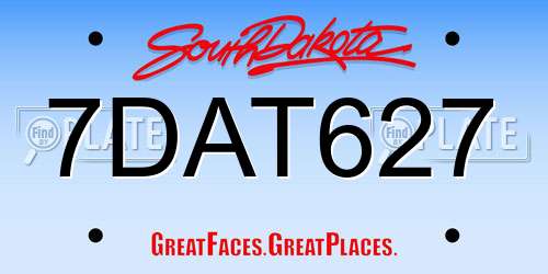 7DAT627 South Dakota License Plate