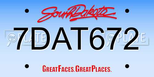 7DAT672 South Dakota License Plate