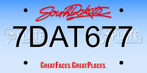 7DAT677 South Dakota License Plate